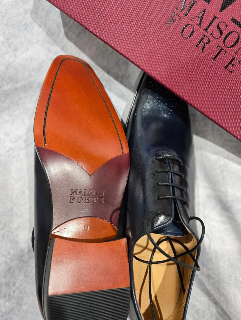 Maison Forte navy blue wholecut oxford dress shoes